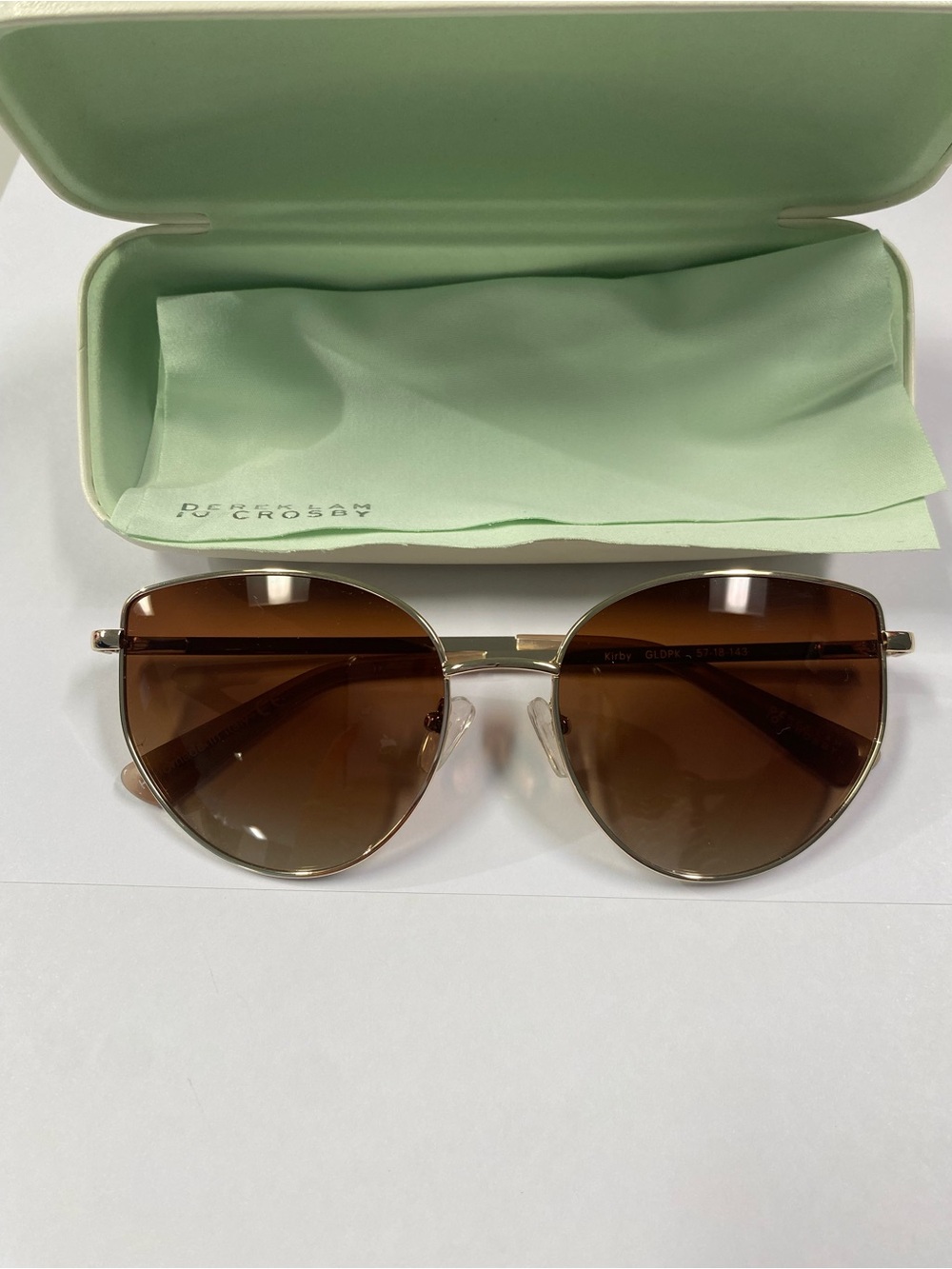 NWT Derek Lam 10 Crosby Kirby Gold Aviator Sunglasses Brown Gradient w/ Case